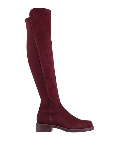 STUART WEITZMAN Boots Burgundy Leather, Textile fibres