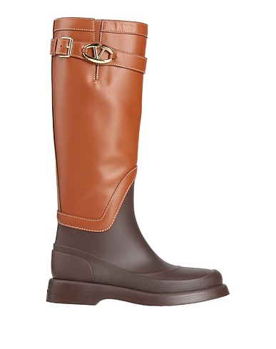 VALENTINO GARAVANI Boots Dark brown Leather, Rubber