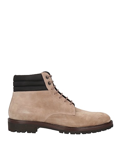 MOORER Ankle boot Beige Leather, Textile fibers
