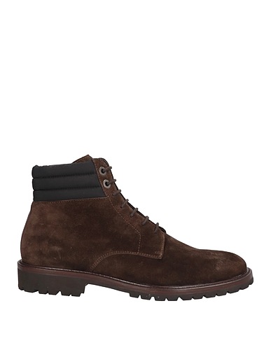 MOORER Ankle boot Chocolate brown Leather, Textile fibers