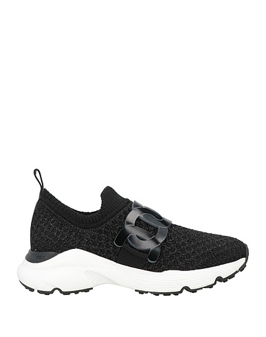 TOD'S Sneakers Black Leather, Textile fibers