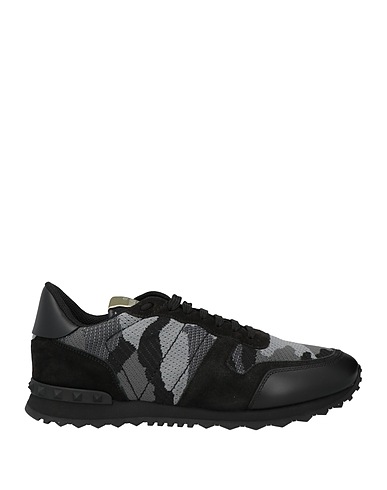 VALENTINO GARAVANI Sneakers Black Leather, Textile fibres