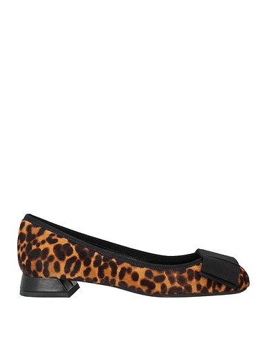 ROBERTO FESTA Ballet flats Brown Leather, Textile fibers