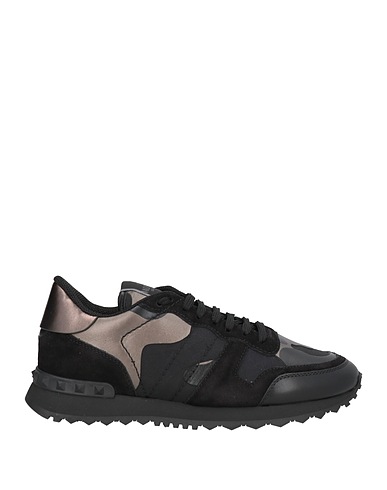 VALENTINO GARAVANI Sneakers Black Leather, Textile fibers