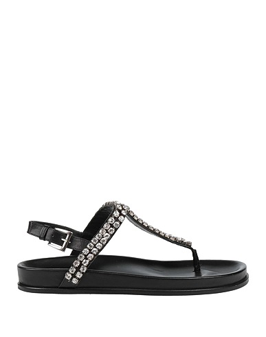 TWINSET Flip flops Black Textile fibres