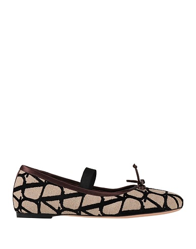 VALENTINO GARAVANI Footwear Beige Leather, Textile fibers