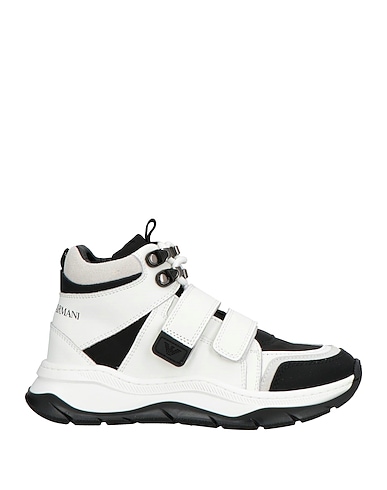 EMPORIO ARMANI Sneakers White Leather, Textile fibers