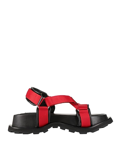 JIL SANDER Sandals Red Textile fibers, Leather