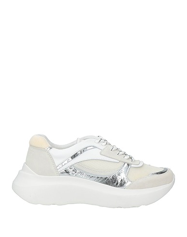 TWINSET Sneakers Off white Leather, Textile fibers