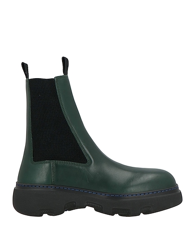 BURBERRY Ankle boot Dark green 50% Calfskin, 40% Polyester, 10% Elastane