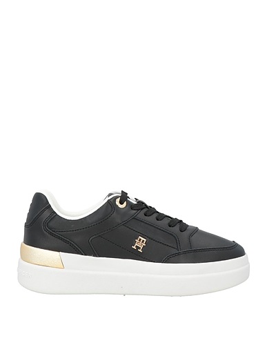 TOMMY HILFIGER Sneakers Schwarz Leder, Gewebefasern