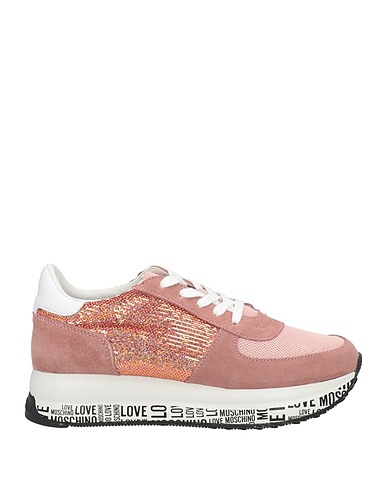 LOVE MOSCHINO Sneakers Antique rose Leather, Textile fibres