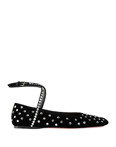AMINA MUADDI Ballet flats Black Textile fibres, Crystal