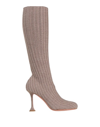 AMINA MUADDI Boots Taupe Textile fibres, Leather