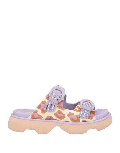 JEANNOT Sandals Lilac Leather, Textile fibers