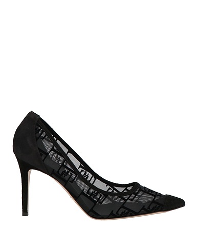 ELISABETTA FRANCHI Pump Black Leather, Textile fibers