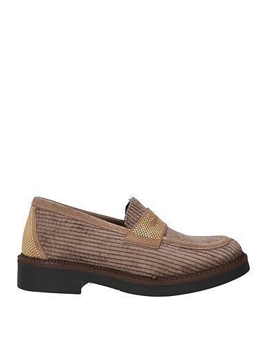 DIVINE FOLLIE Loafers Taupe Textile fibres