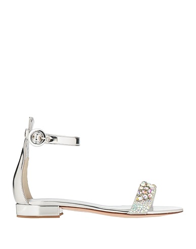 LE SILLA Sandals Leather, Textile fibres