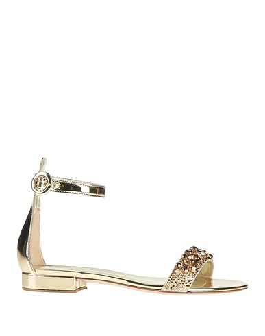 LE SILLA Sandals Leather, Textile fibres