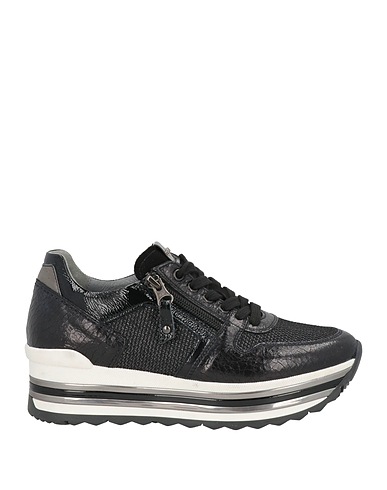 NERO GIARDINI Sneakers Black Leather, Textile fibres