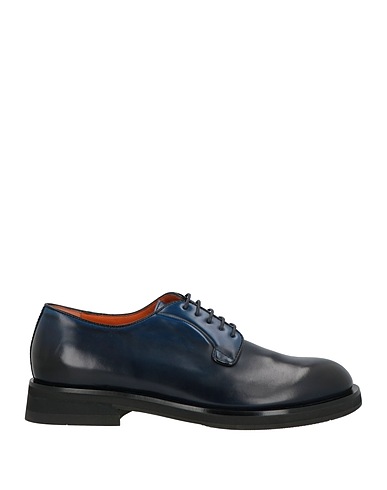 SANTONI Laced shoes Midnight blue Leather