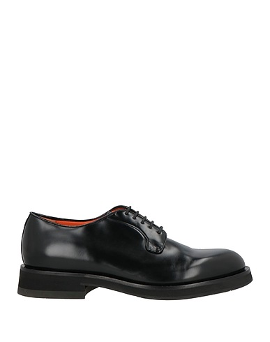 SANTONI Laced shoes Black Leather