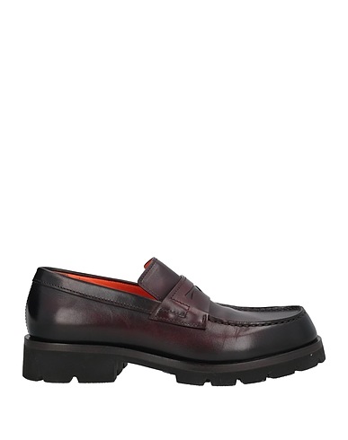 SANTONI Loafers Burgundy Leather