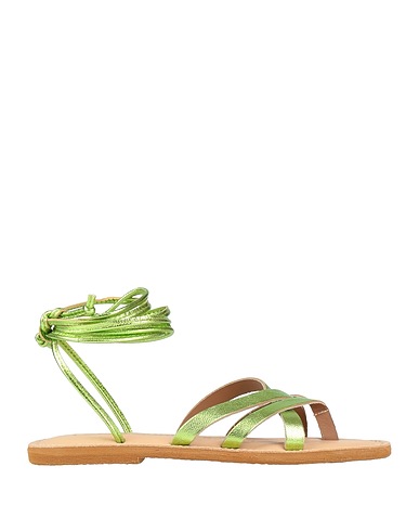 LE SALENTINE Flip flops Lime green Calfskin, Cowhide