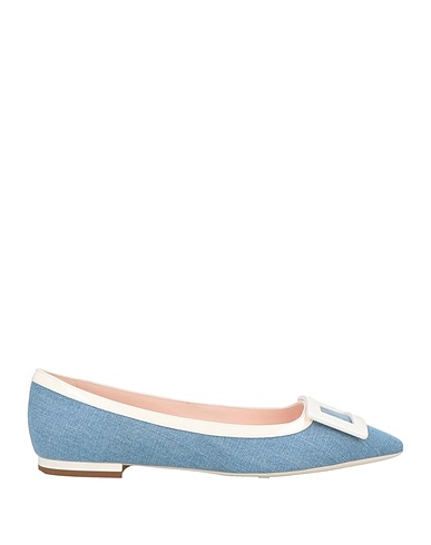 ROGER VIVIER Ballet flats Blue Leather, Textile fibers