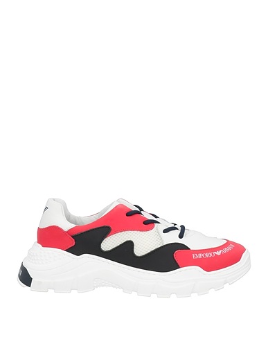 EMPORIO ARMANI Sneakers Red Calfskin, Textile fibres