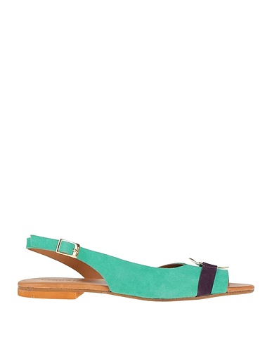 VINCENT VEGA Sandals Emerald green Leather