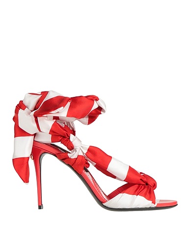 DOLCE&GABBANA Sandals EXCLUSIVE Red 90% Silk, 10% Calfskin