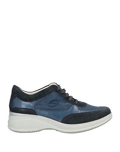 GEOX Sneakers Navy blue Leather, Textile fibres