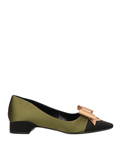 FABRIZIO VITI Ballet flats Military green Textile fibres