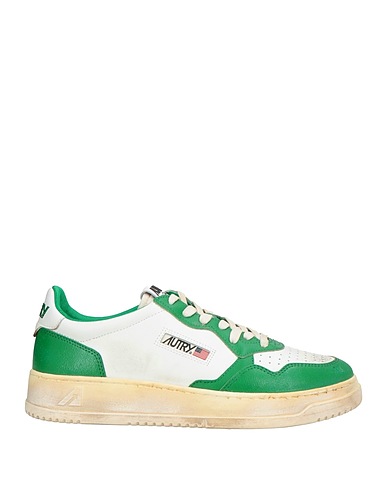 AUTRY Sneakers Green Leather, Textile fibers