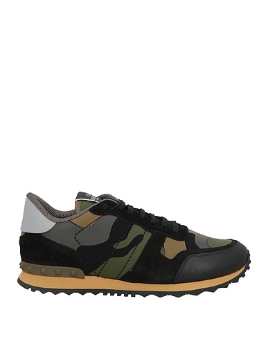 VALENTINO GARAVANI Sneakers Military green Textile fibers, Leather