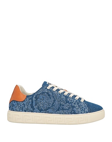 VERSACE Sneakers Blue Textile fibres, Leather
