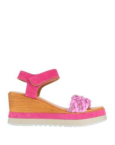 CINZIA SOFT Sandals Fuchsia Leather, Textile fibers