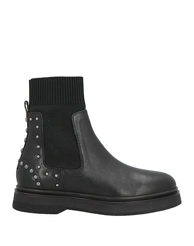 APEPAZZA Ankle boot Black Leather, Textile fibers