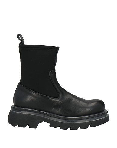 MOMA Ankle boot Black Leather, Textile fibers