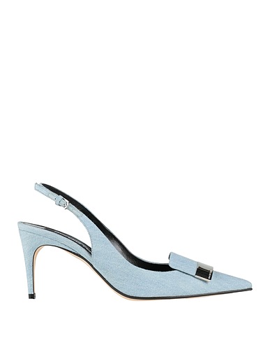 SERGIO ROSSI Court Sky blue Textile fibres