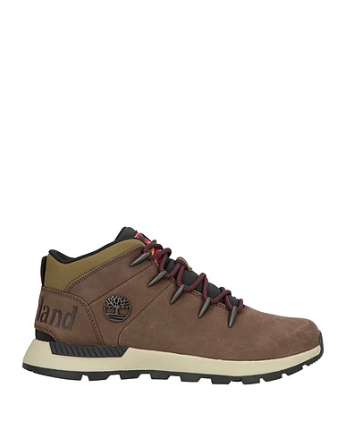 TIMBERLAND Ankle boot Dark brown Leather, Textile fibres