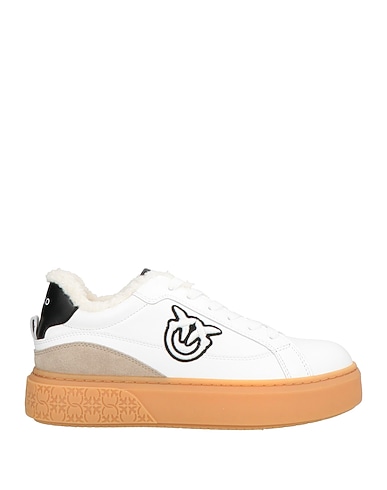 PINKO Sneakers White Calfskin, Textile fibres