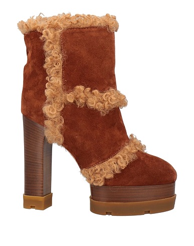 CASADEI Stiefelette Braun Leder, Gewebefasern