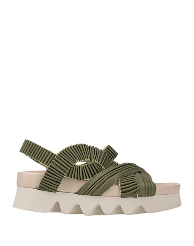 PATRIZIA BONFANTI Sandals Military green Leather, Textile fibres