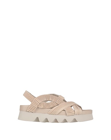 PATRIZIA BONFANTI Sandals Ivory Leather, Textile fibres