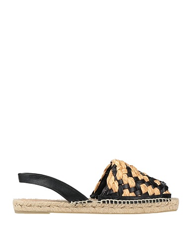 CASTAÑER Espadrilles Black Leather, Straw