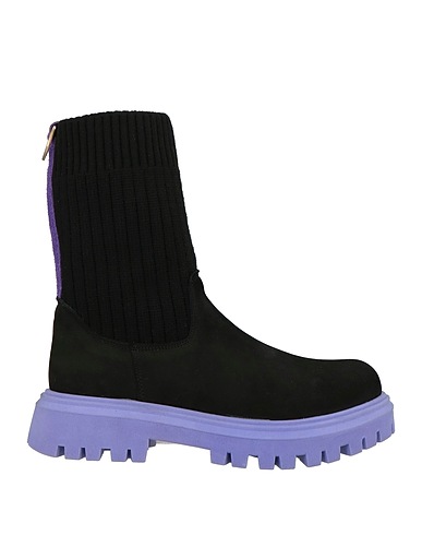 NILA & NILA Ankle boot Black Leather, Textile fibers