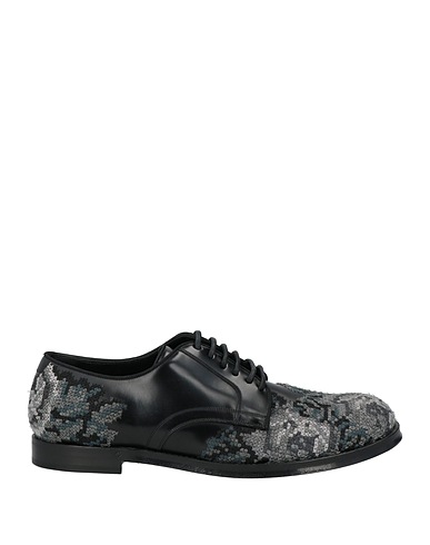 DOLCE&GABBANA Stringate Nero Pelle, Fibre tessili