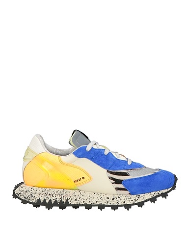 RUN OF Sneakers Blue Leather, Textile fibers